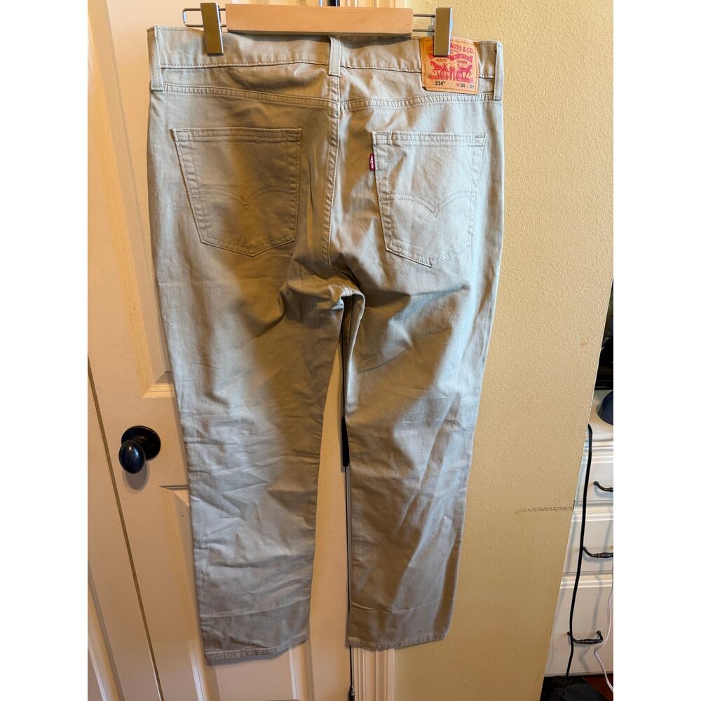 Levi's 514 Straight Fit Pants Jeans Stretch Khaki Beige Tan Men's W34 x L30 - Picture 5 of 10